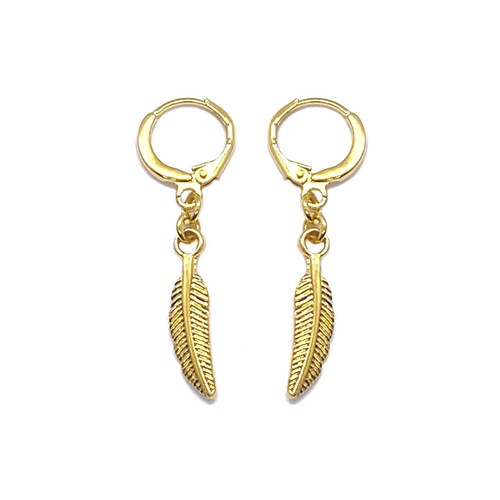 Aretes Plumas en Chapa de Oro