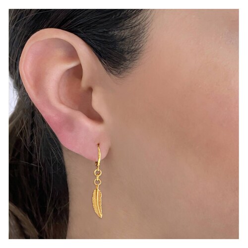Aretes Plumas en Chapa de Oro
