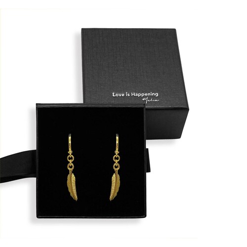 Aretes Plumas en Chapa de Oro