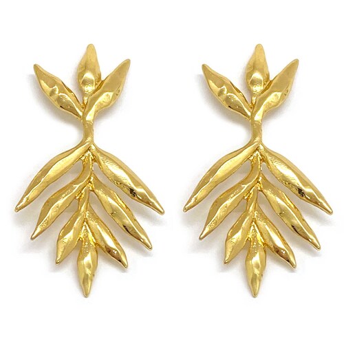 Aretes Palma en Chapa de Oro