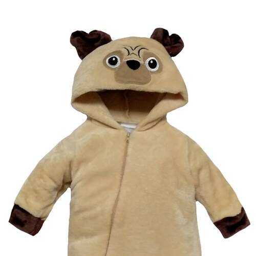 Mameluco con gorro borado Baby Kisses Pug