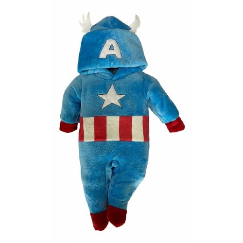 Mameluco Con Gorro Bordado Marvel Capitán America .