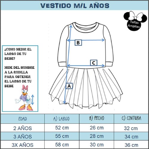 Vestido manga larga con sublimando enfrente Disney Bella 