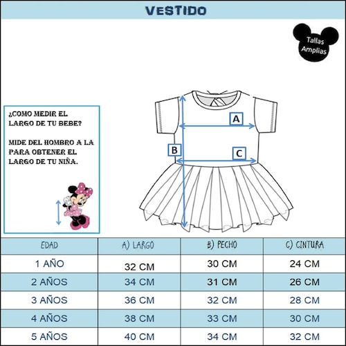 Vestido manga corta con sublimando enfrente Disney Bella 