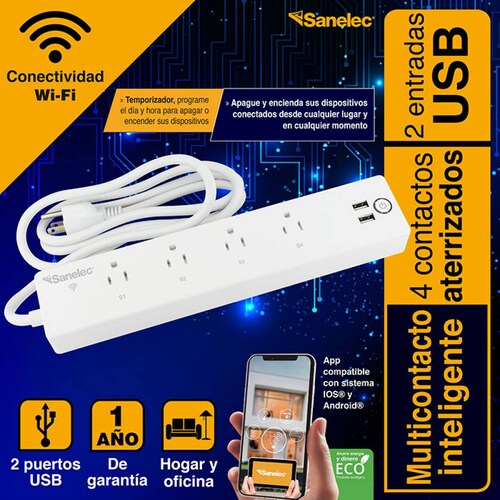 Multicontacto Inteligente con USB Sanelec 8620