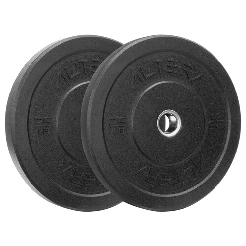 Par de Discos Olimpicos Bumper 25LBS con Anillo de acero Inoxidable 2 Pul Entrenamiento Crossfit (Verde)