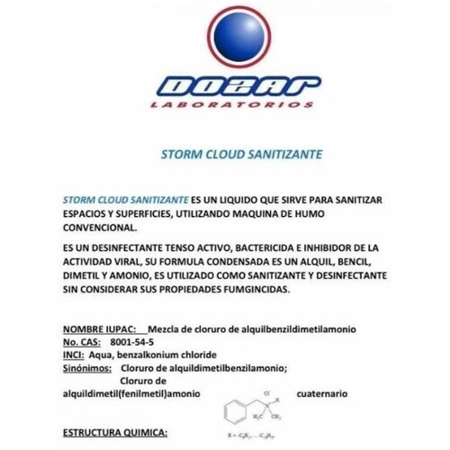 LIQUIDO SANITIZADOR STORM CLOUD PARA MAQUINA DE HUMO 20 LITROS 