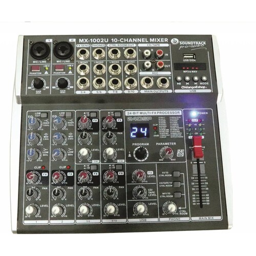 MEZCLADORA 10 CANALES SOUNDTRACK DSP BT MP3 MX-1002U 