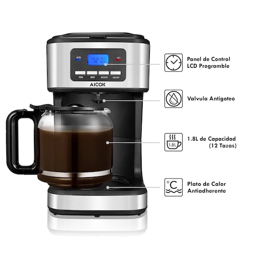 Cafetera Programable Aicok Digital 12 Tazas   Cm4329