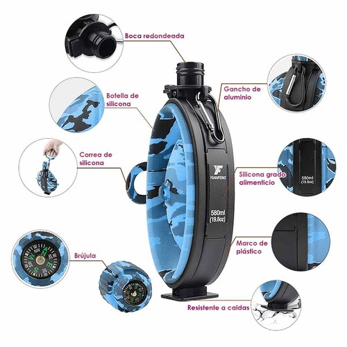 Termo Cantimplora Plegable Meimia 580ml Azul