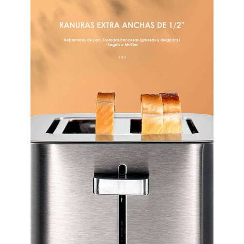 Tostador 2 rebanadas Aicok Acero Inox Touch 6 Niveles