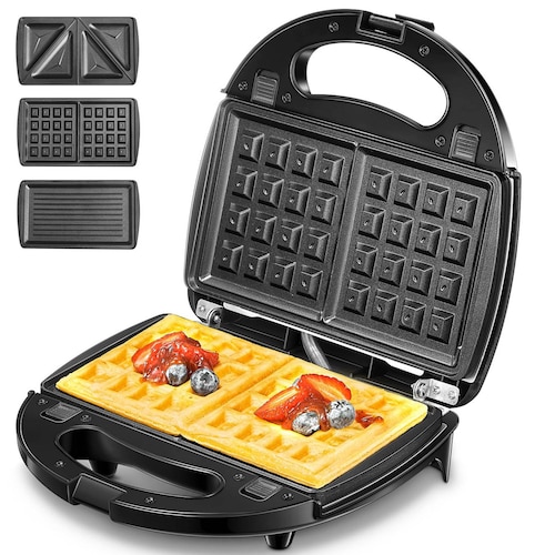 Sandwichera Aicok 3 en 1 con Placas Intercambiables