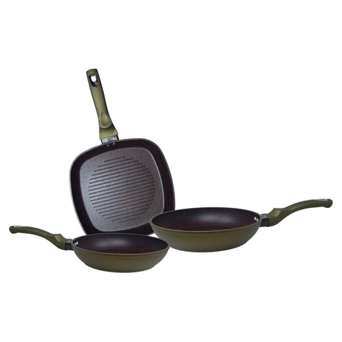 Juego de 2 Sartenes y Grill Alfa 20 24 y 28cm Cerámica