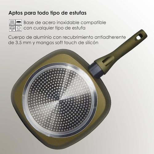 Juego de 2 Sartenes y Grill Alfa 20 24 y 28cm Cerámica