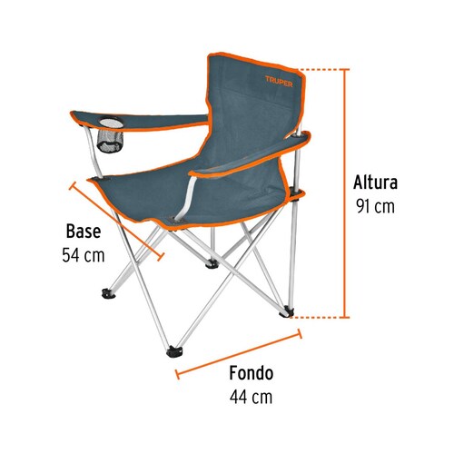 Silla Plegable Truper 30 Exterior Jardin Color Gris Naranja