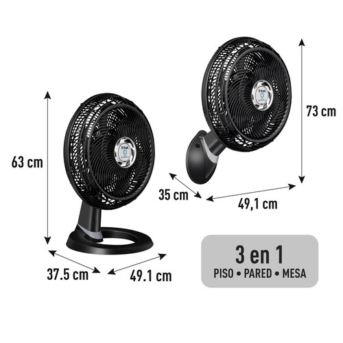 Ventilador de Piso Pared Ultra silencioso color negro.