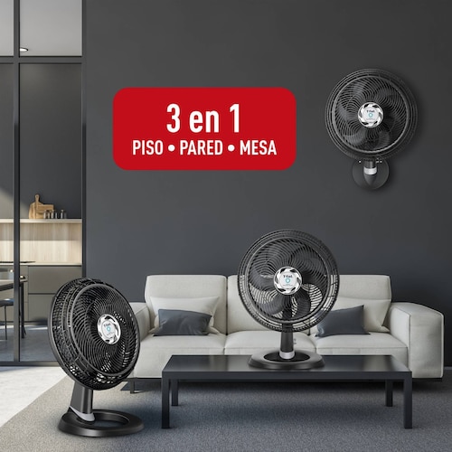 Ventilador de Piso Pared Ultra silencioso color negro.