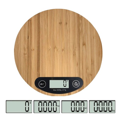 Bascula de Cocina Digital 5 Kg Ommega Bambu.