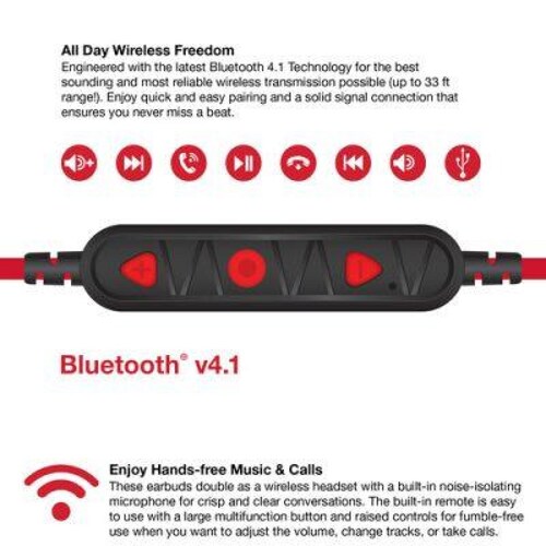 Audífonos Bluetooth NX80w Color Rojo con Negro - Naztech 