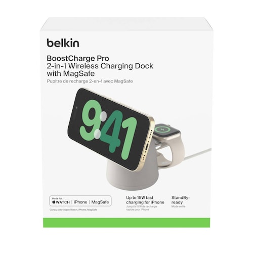 Base De Carga 2 En 1 Magsafe De 15w Blanco Belkin 