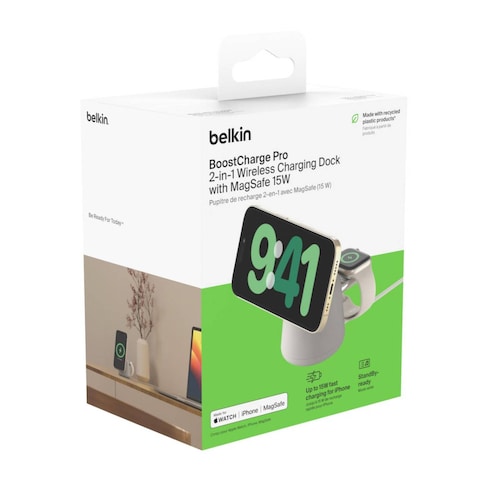 Base De Carga 2 En 1 Magsafe De 15w Blanco Belkin 