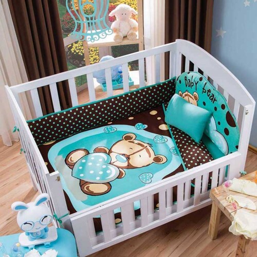 Edredon Ositos Cama Cuna Corral Bebe Microfibra Cafe Concord.