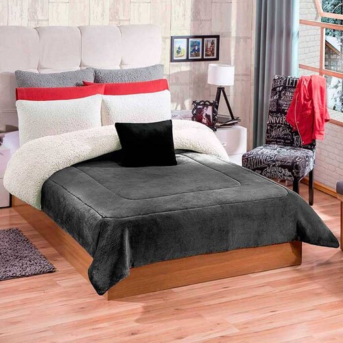 Cobertor Borrega Argos Cama King Size Poliester Gris Concord