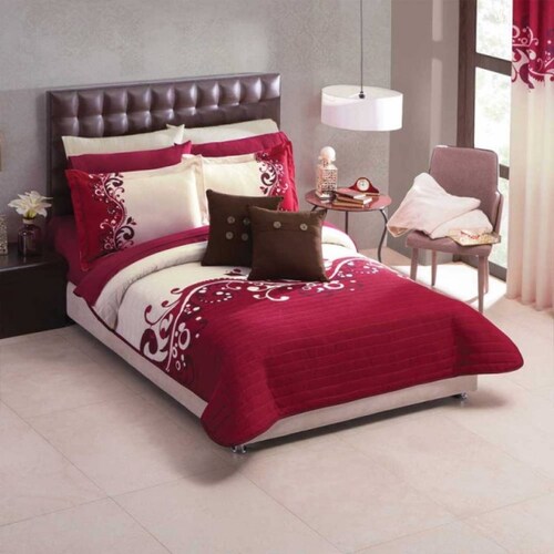 Edredon Ligero Alabeo Cama King Size Microfibra Vino Concord