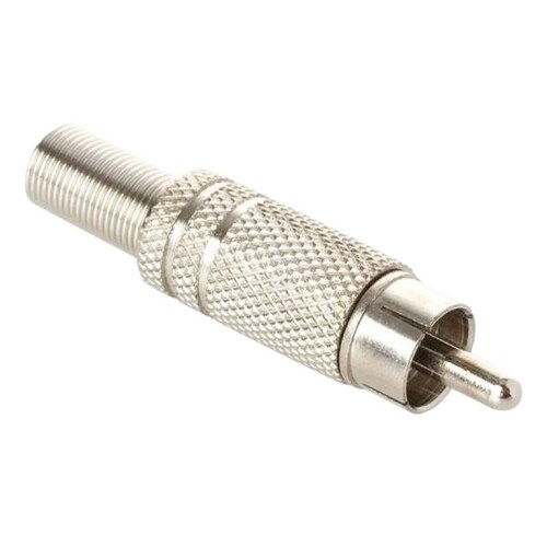 Conector Macho Plug RCA Metálico Metal Cromado Steren