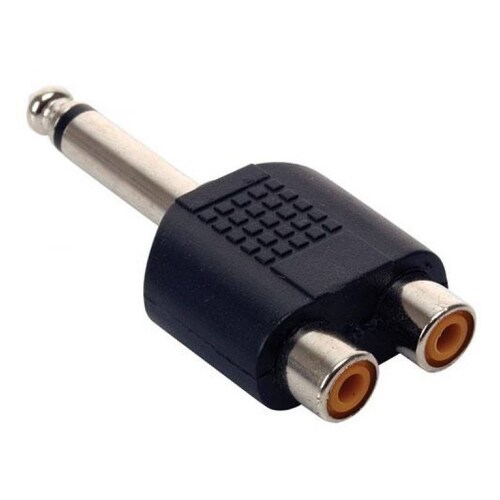 Adaptador 2 Jacks RCA Hembra A Plug 6.3mm Monoaural Steren