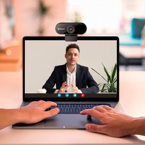 Webcam USB 2K 2Mpx Micrófono Integrado Base Ajustable Steren