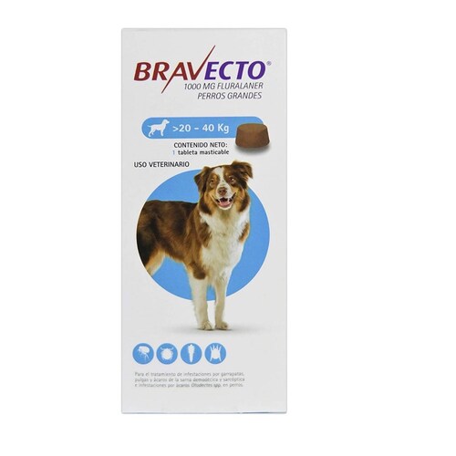 Comprimido Bravecto Antipulga Antigarrapata Perros 20-40kg