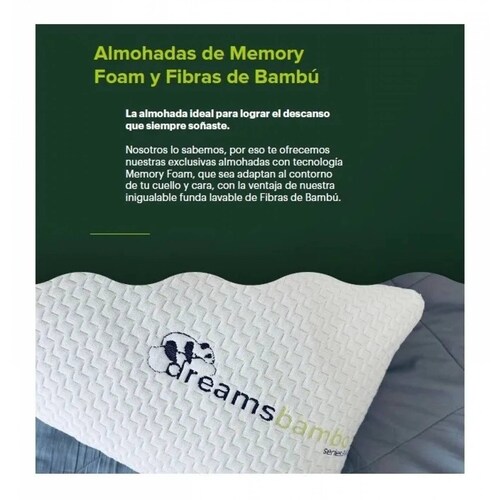 Almohada Memory Foam King Dreams Bamboo Fibra De Bambú.