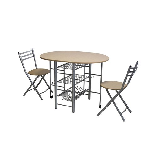 Desayunador Plegable Tipo Mariposa 2 Sillas Natural Brang