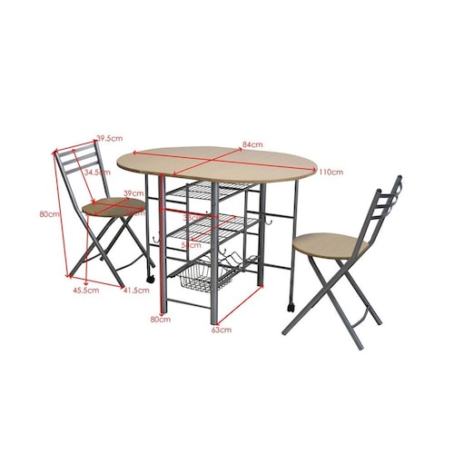 Desayunador Plegable Tipo Mariposa 2 Sillas Natural Brang