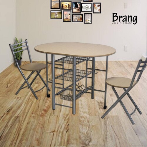 Desayunador Plegable Tipo Mariposa 2 Sillas Natural Brang