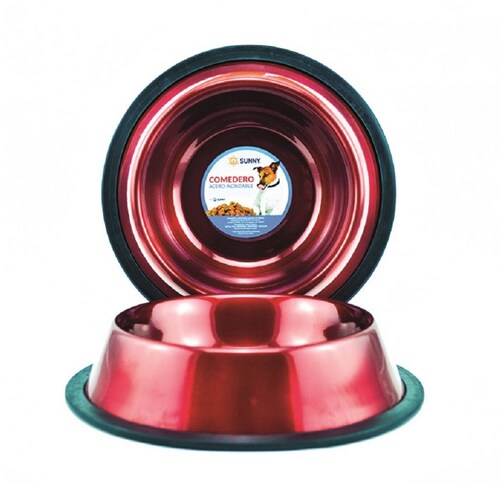 Plato Perro Gato 16oz Antiderrapante Acero Inoxidable Sunny