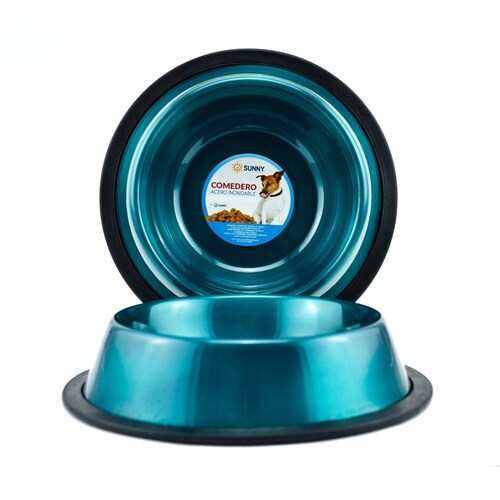 Plato Perro Gato 24oz Antiderrapante Acero Inoxidable Sunny
