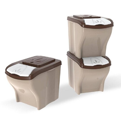 Set 3 Pzas Contenedor Plastico Comida 20L 10KG C/U Sunny