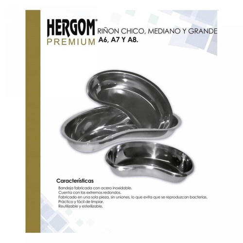 Riñón Chico Acero Inoxidable Reutilizable Hergom Premium