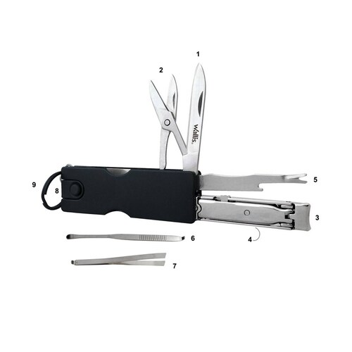 Multiherramienta C/9 Usos Mango Aluminio Negro Mate Wallis.