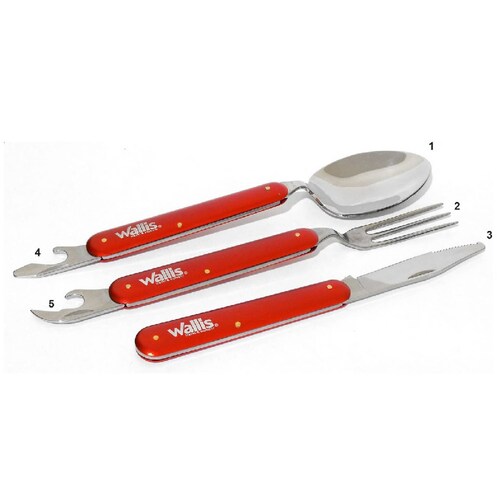 Cubierto P/Campismo C/5 Usos Mango Aluminio Rojo Wallis