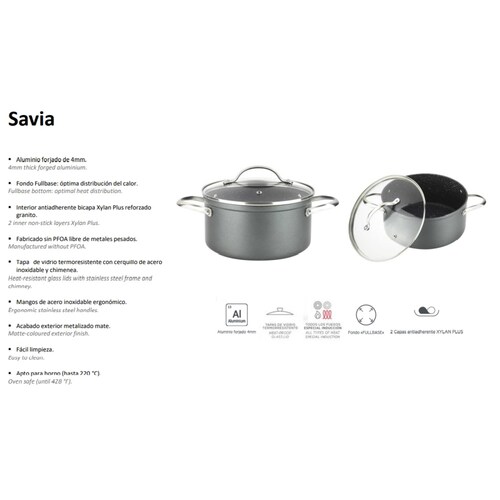 Cacerola Savia Aluminio Forjado Gris Mate 24cm Fagor