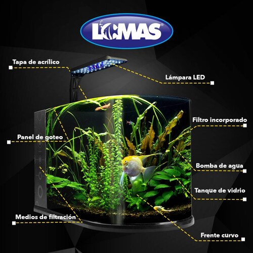 Acuario Nano Bullet 12 Lt Lámpara LED Acuario Lomas Hagen