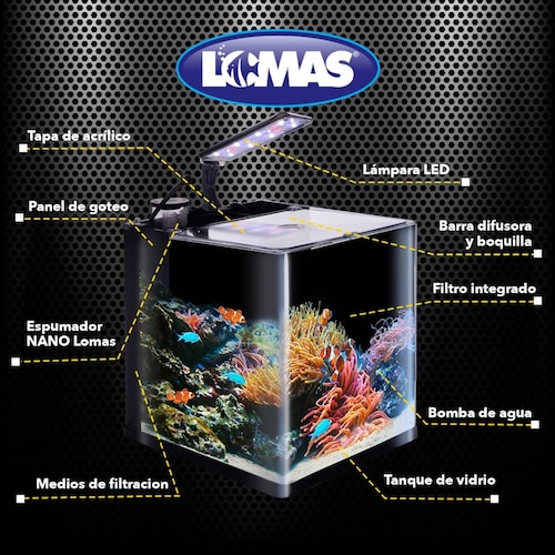Acuario Nano Reef 18 Lt Lámpara LED Acuario Lomas Hagen