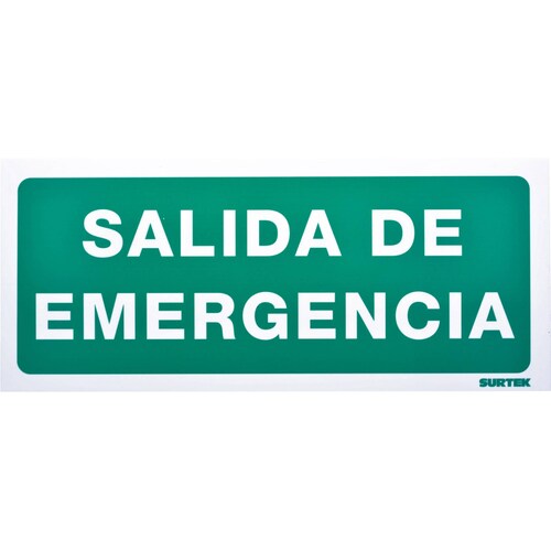 Señal Letrero Salida De Emergencia Verde 15x36cm Surtek