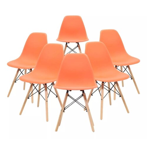 Set 6 Sillas Eames Infantil Polipropileno Naranja Stolmx