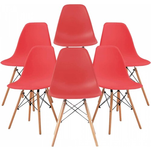 Set 6 Sillas Eames Infantil Polipropileno Rojo Stolmx
