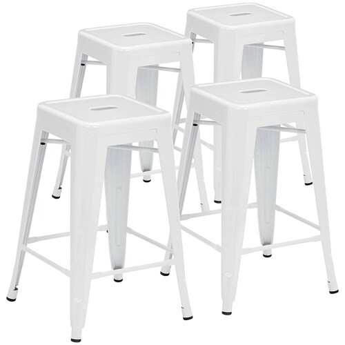 Set 4 Bancos Tipo Tolix Sin Respaldo Negro Stolmx