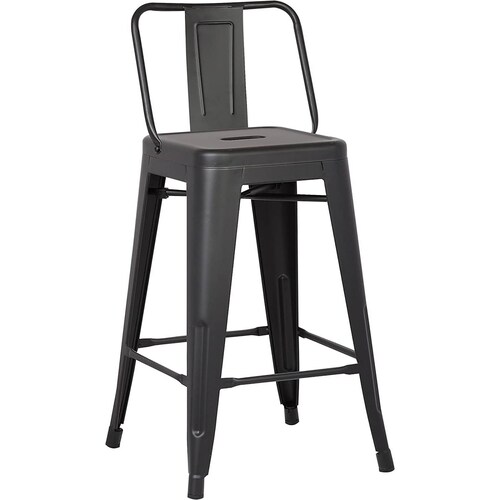 Set 4 Bancos Altos Tolix Acero Galvanizado Negro Stolmx